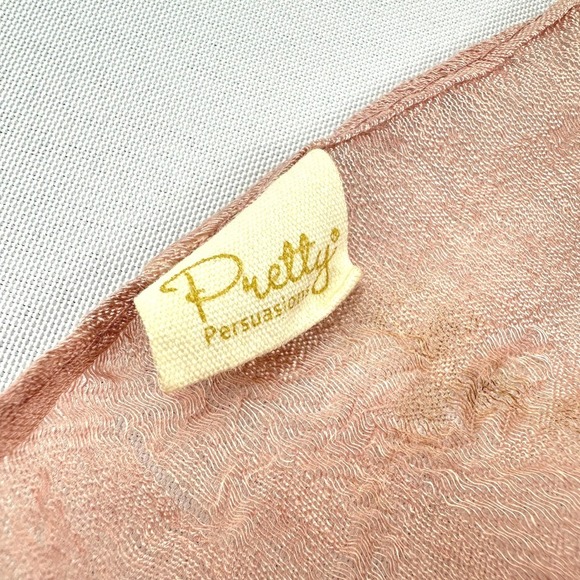 Wrap Scarf Floral Sheer Pastel Pink Shawl Evening Wedding Pretty Persuasions - Picture 3 of 8